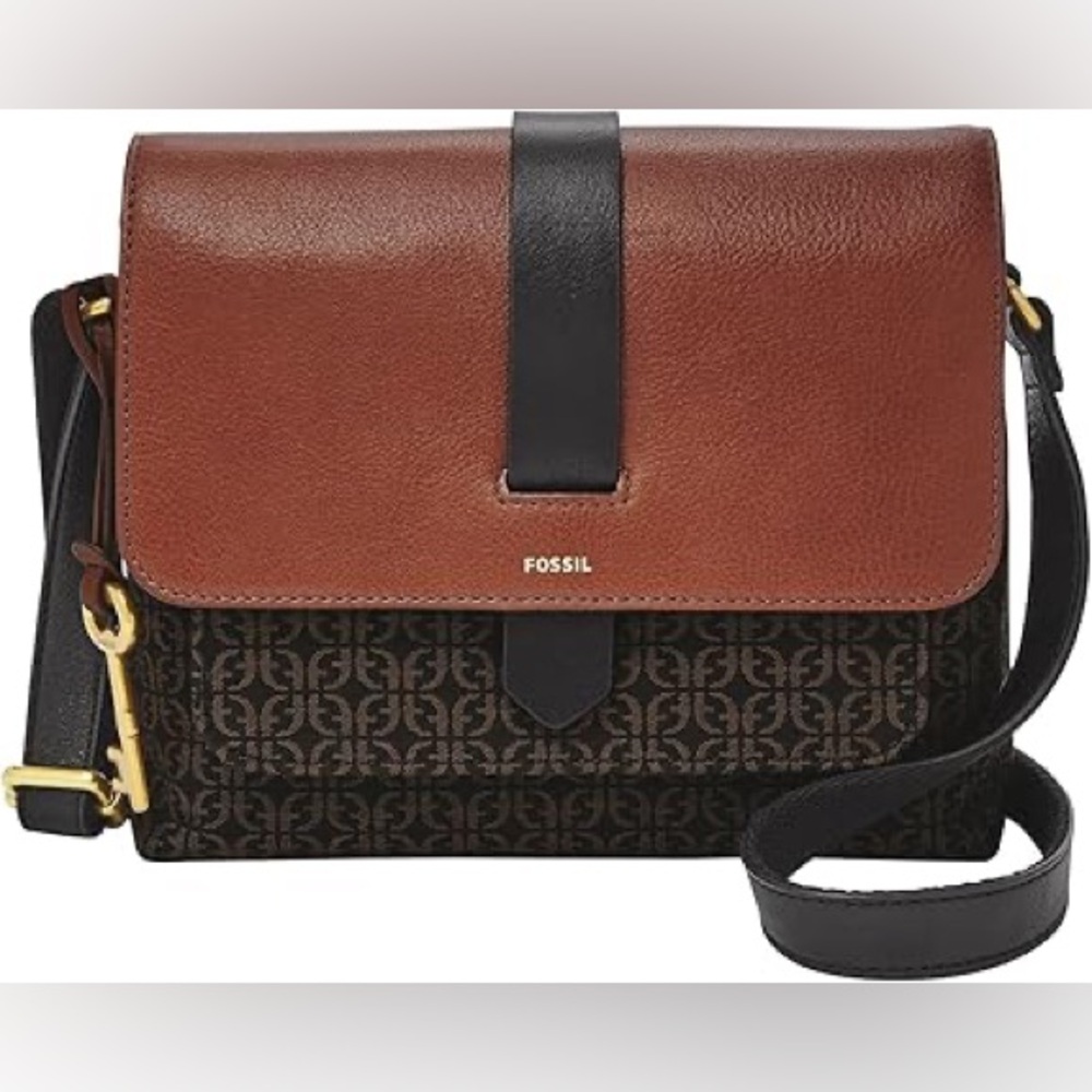 Fossil Brown and Black Kinley Small Crossbody